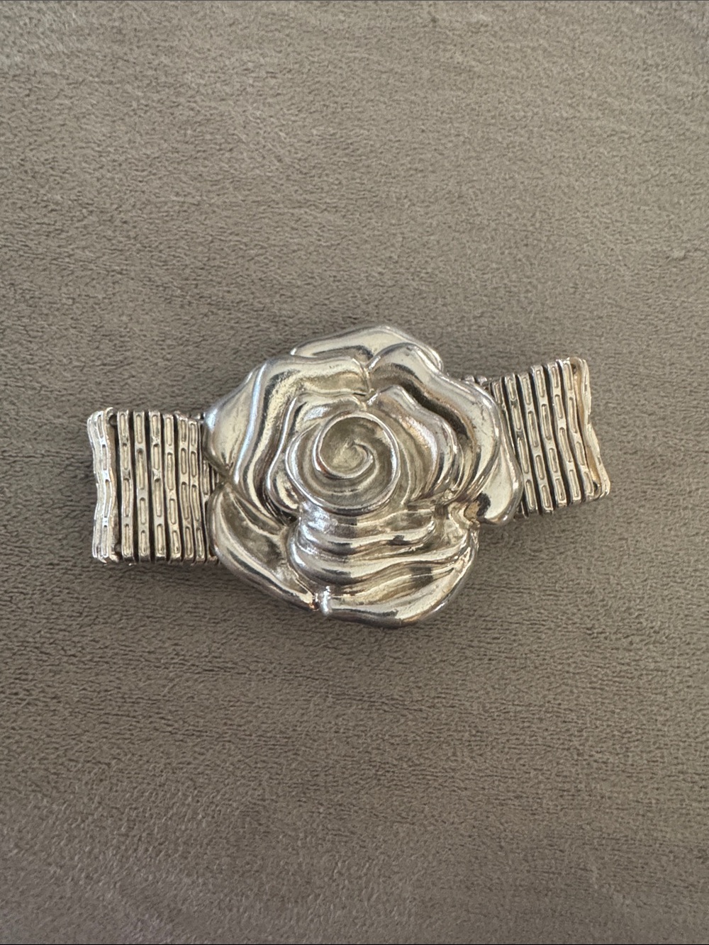 Silver Rose Floral Stretch Bracelet